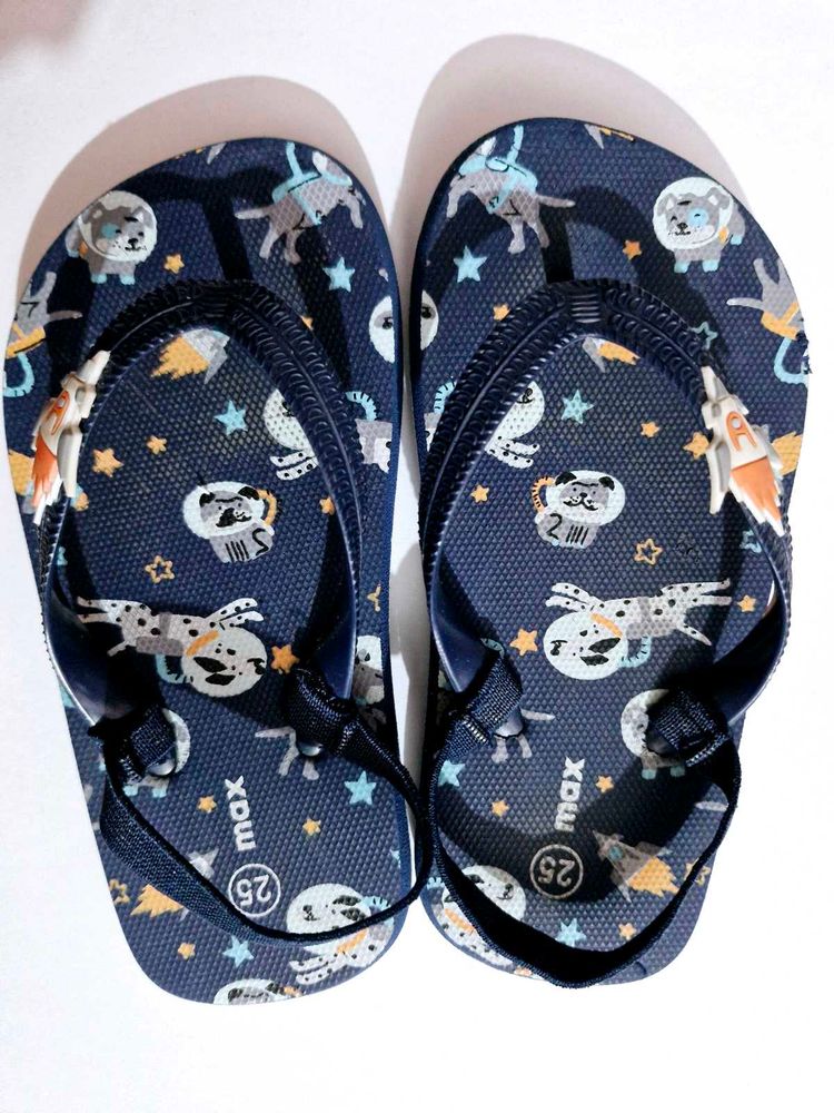 Max Printed Sling Back Slippers-Navy Blue