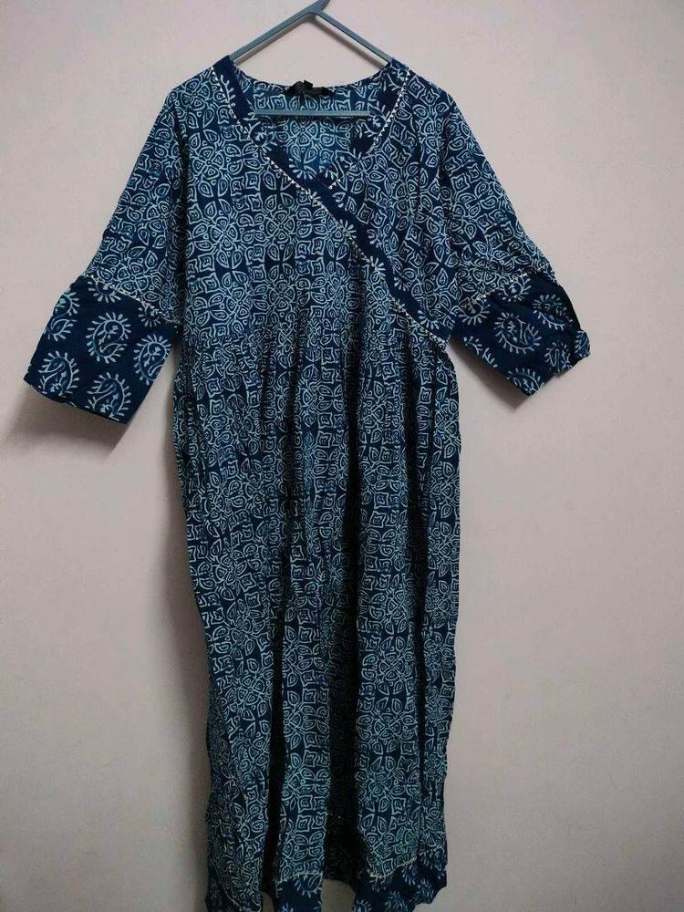 Blue Printed Maxi Dress