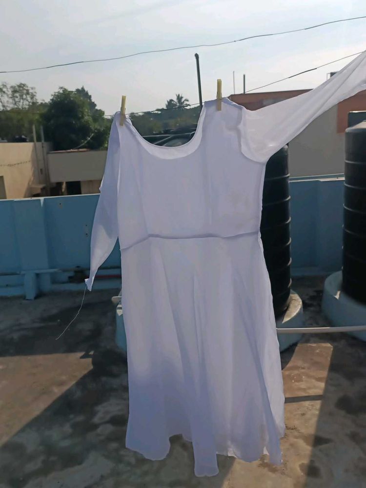 Full White Anarkali