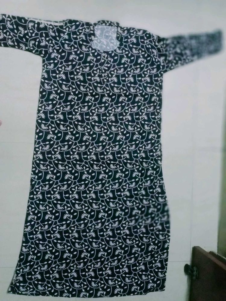 Printed Black Kurta