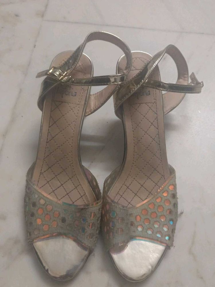 Gold Ankle Strap Heels