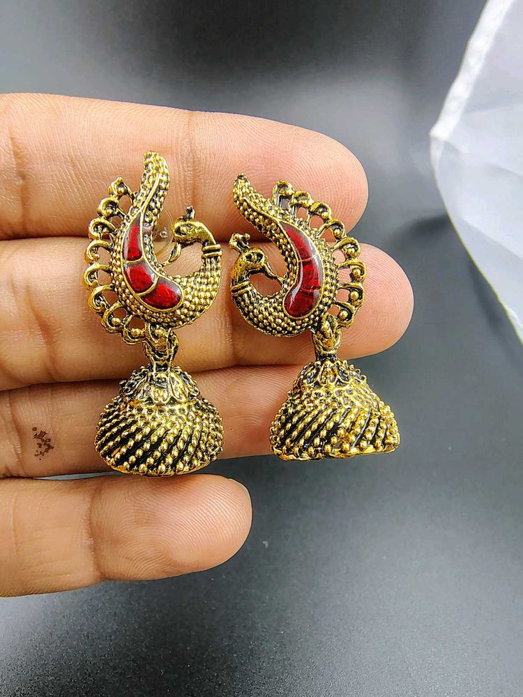 Peacock Jhumka Earrings