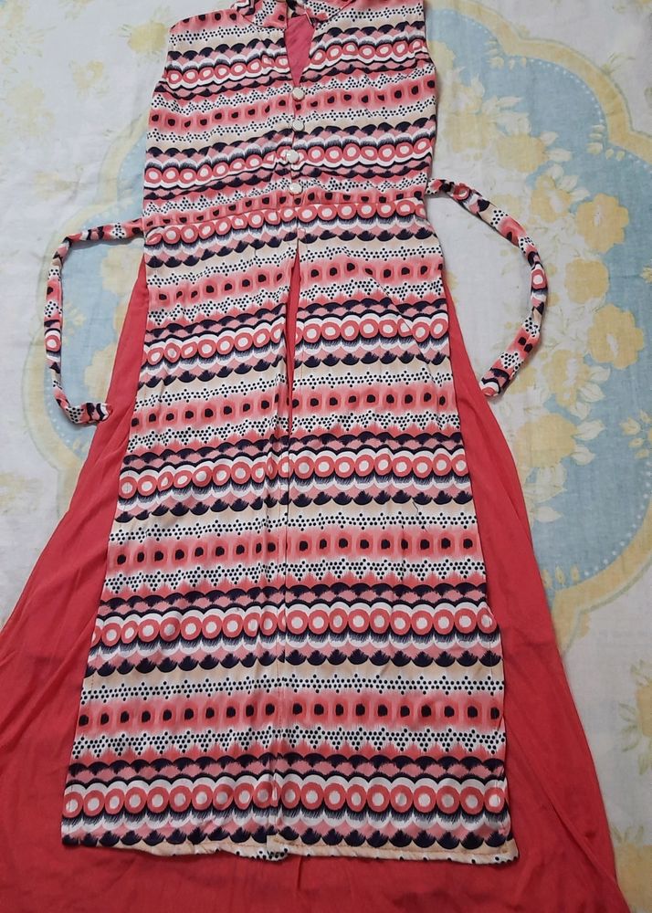 designer gown pink sleeveless adjustable waist