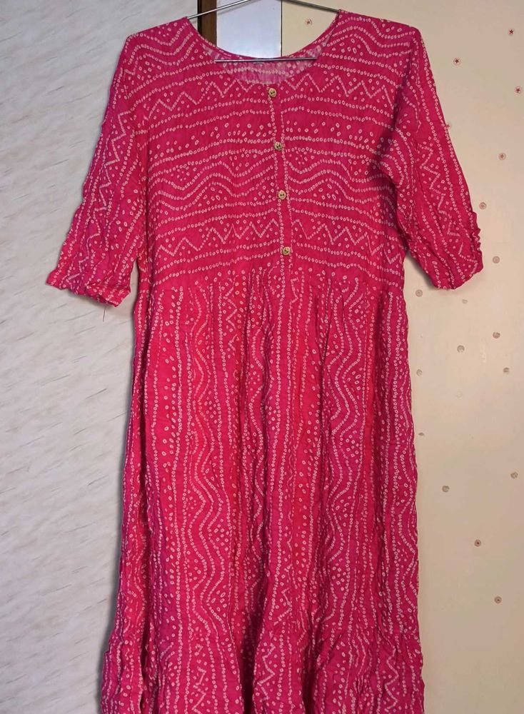 Pink Bandhani Kurti 💗
