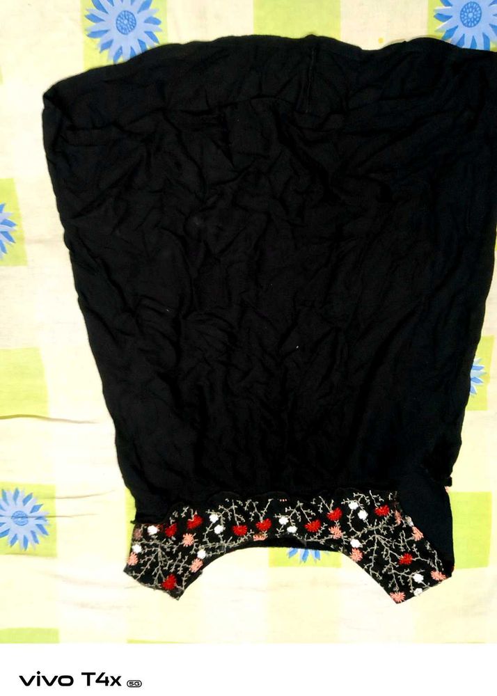 Embroidered Black Top