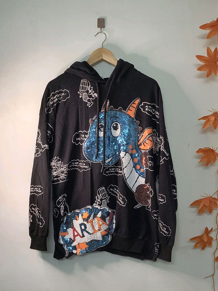 Glitter Pattern Oversized Hoodie