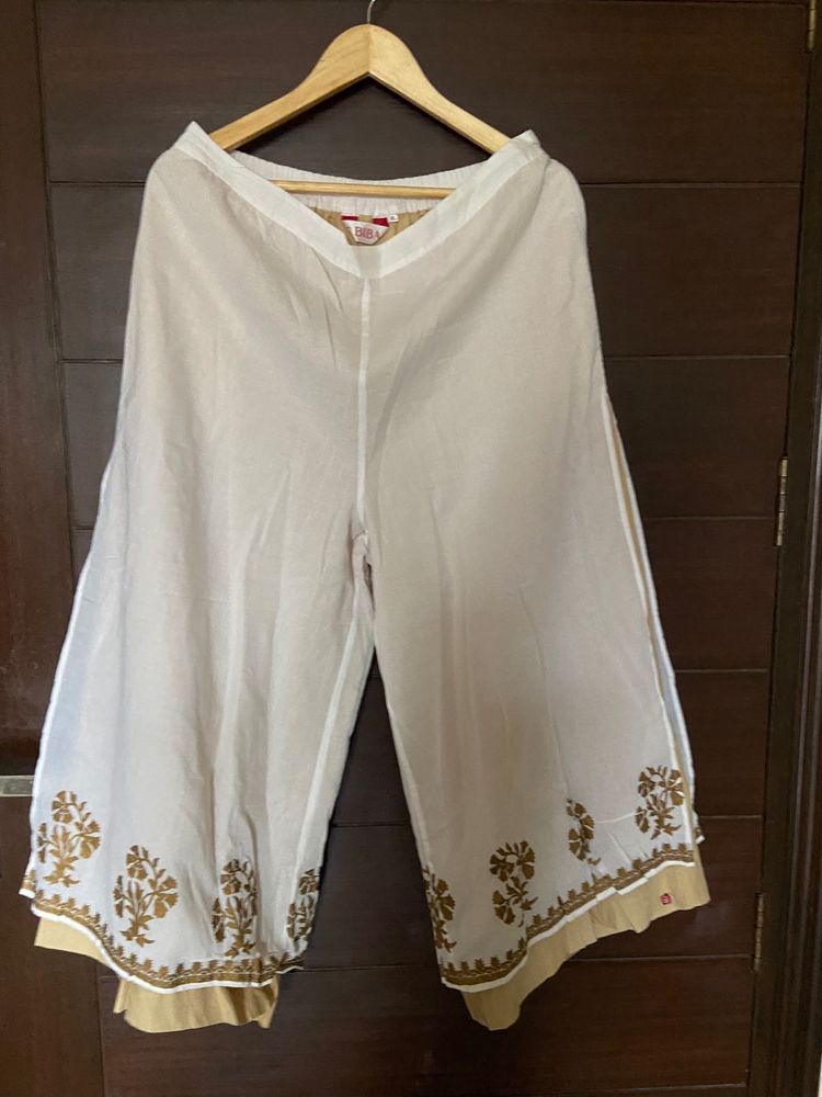 BIBA Beige &amp; White Layered Palazzo (xl)