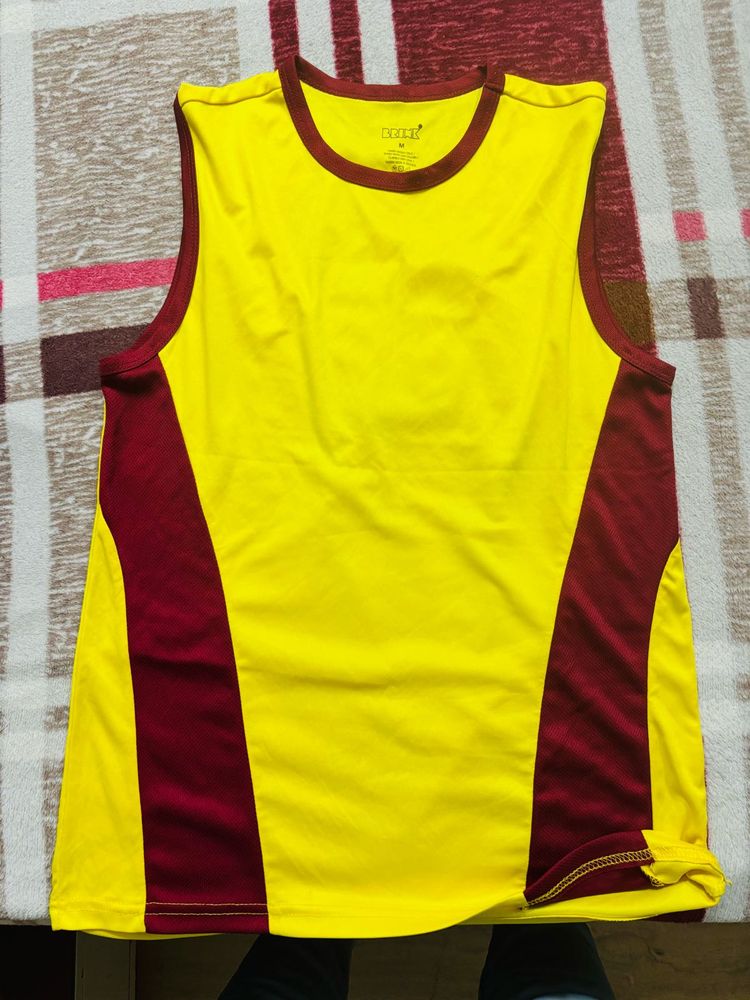 Yellow &amp; Maroon Active Tank Top