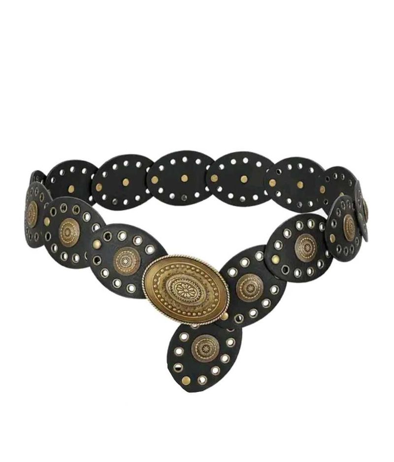 Y2k Leather Disc Vintage Belt