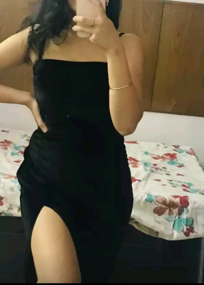 WOMEN BLACK SOLID BODYCON DRESS