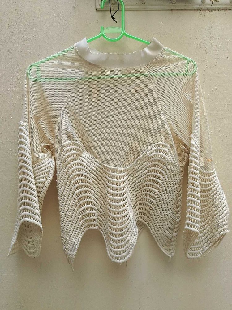 White Sheer Net Top