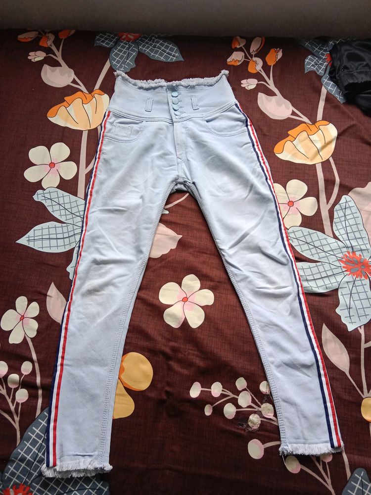 High Waist Sky Blue Jeans