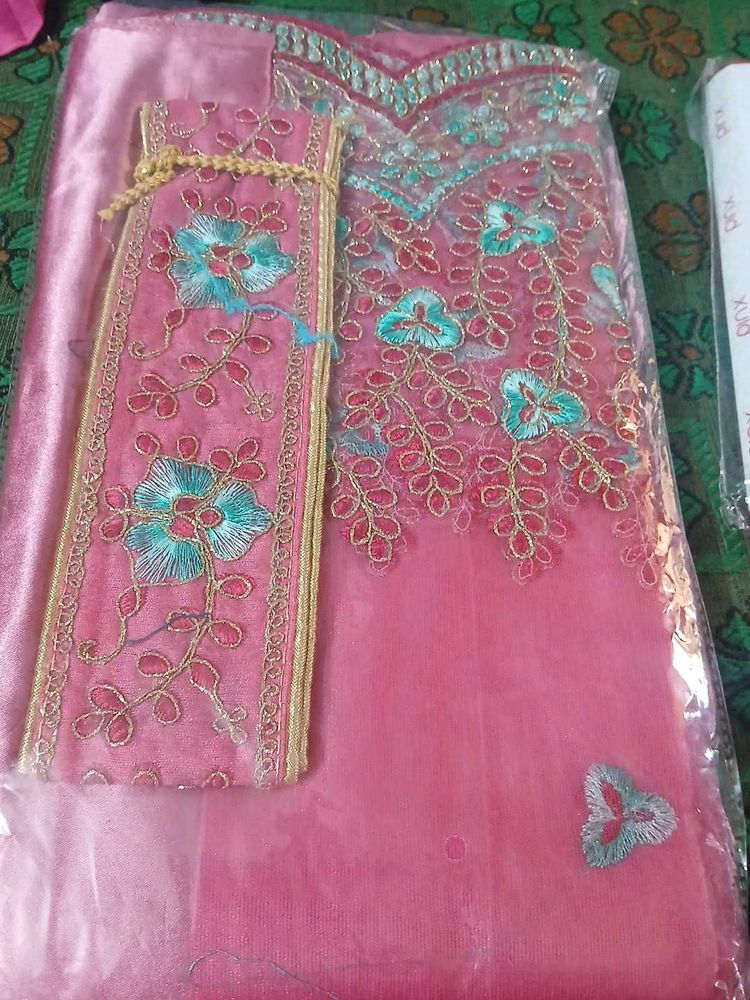 Pink Dress  saree with belt