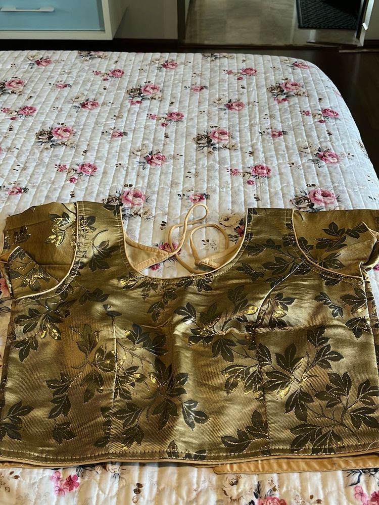 Gold Self Design Blouse