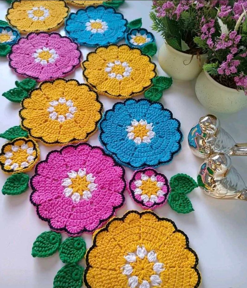 Floral Crochet Table Runner