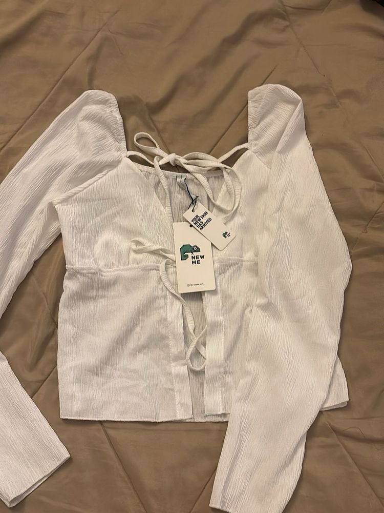White Tie Up Top