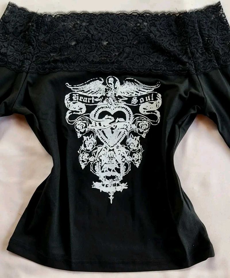 Black Lace Trim Top