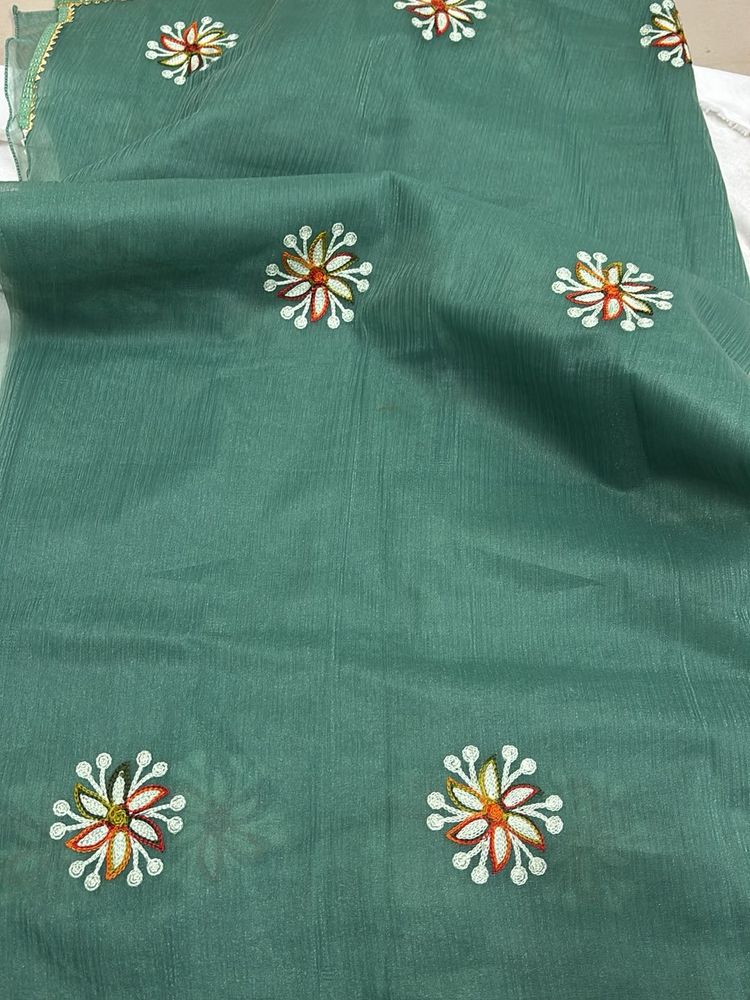 Green Embroidered Saree