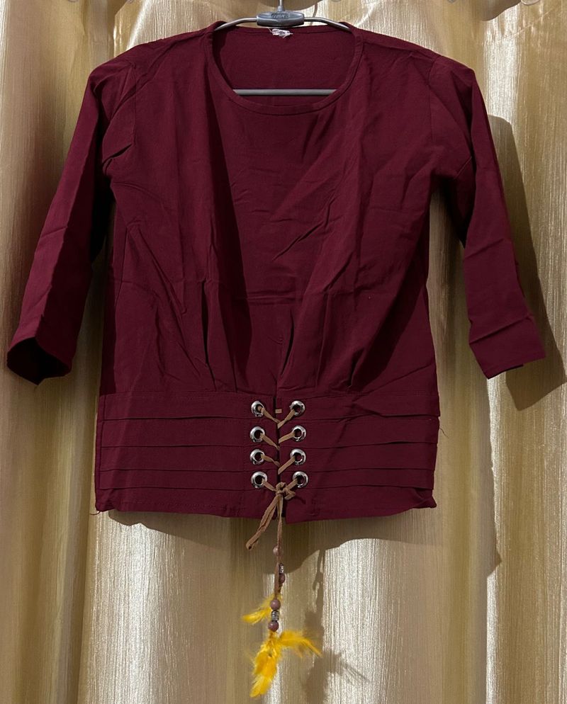 boho burgundy top
