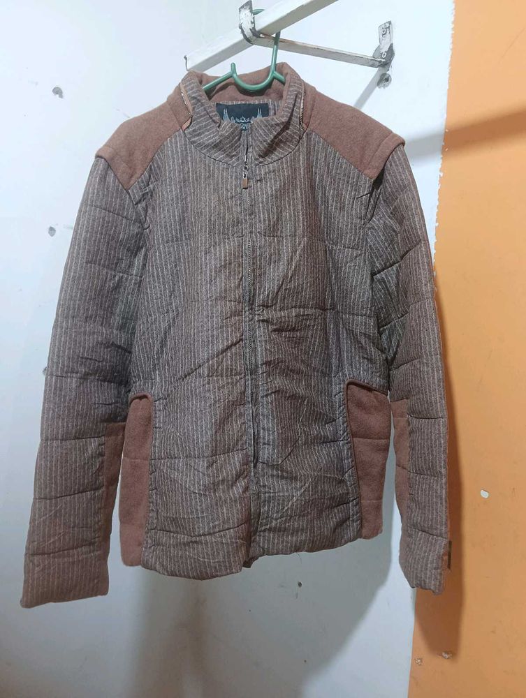 Brown Striped Padded Jacket