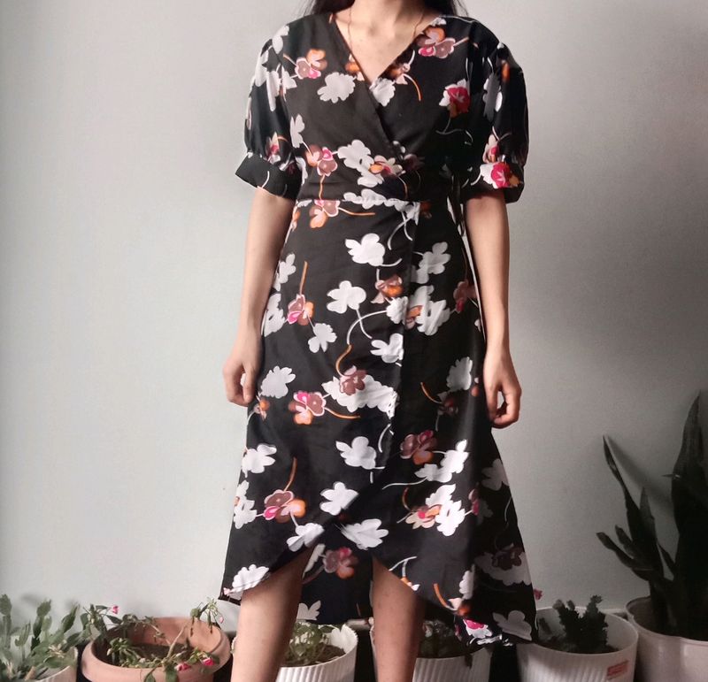 Floral Puffed Sleeve Dress
