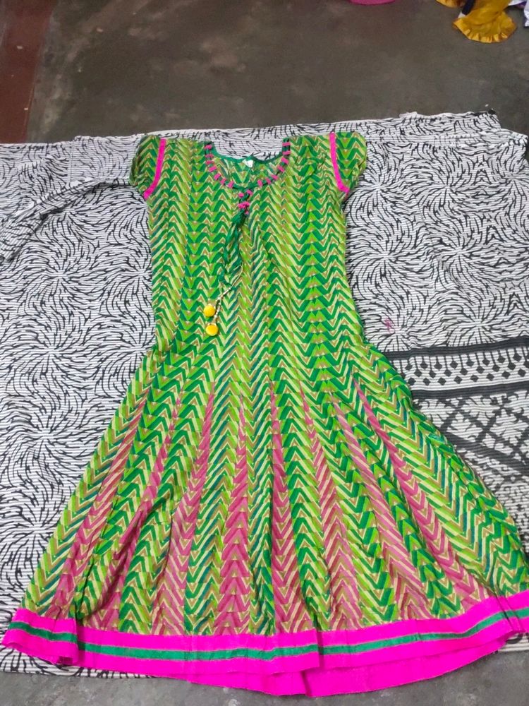 pink and green colour kurta