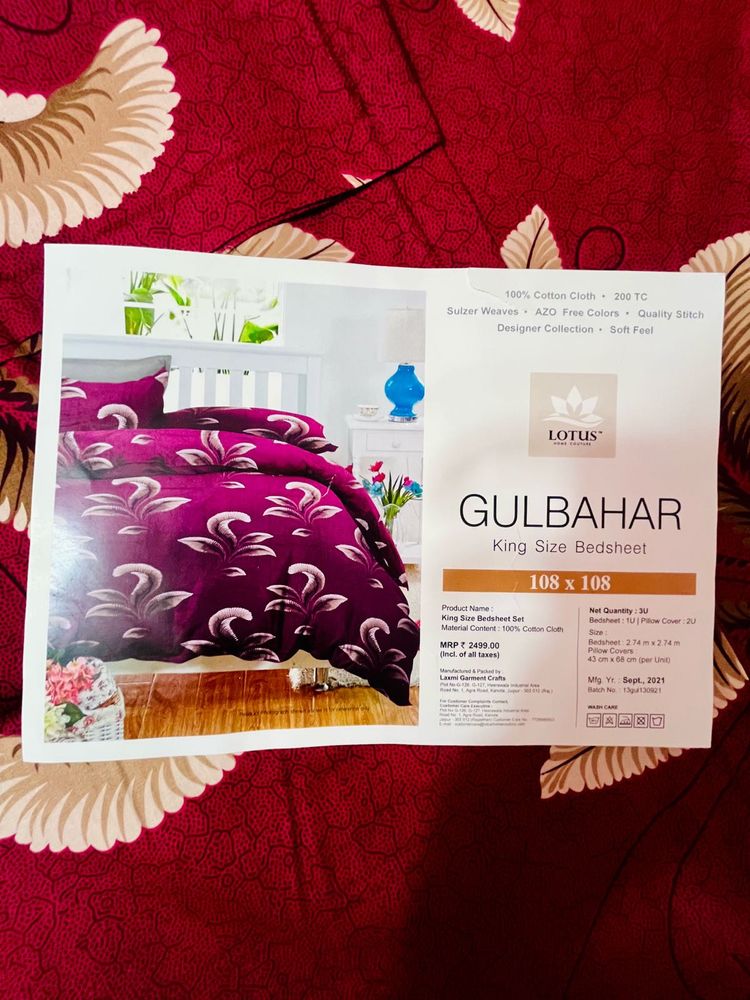 Beautiful Gulbahar Deep Red King Size Bed sheet