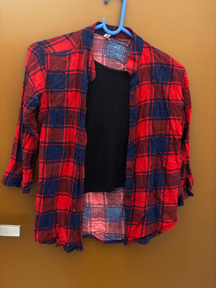 Open Shirt With Attached Crop Top
