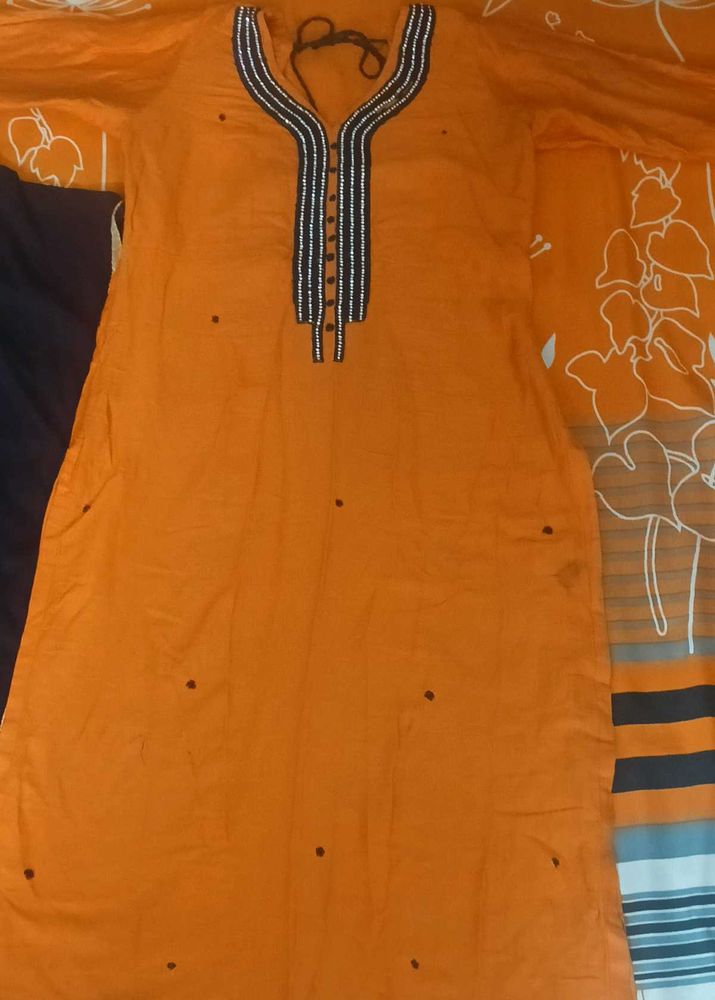 light Orange Embellished Kurta and dupatta set