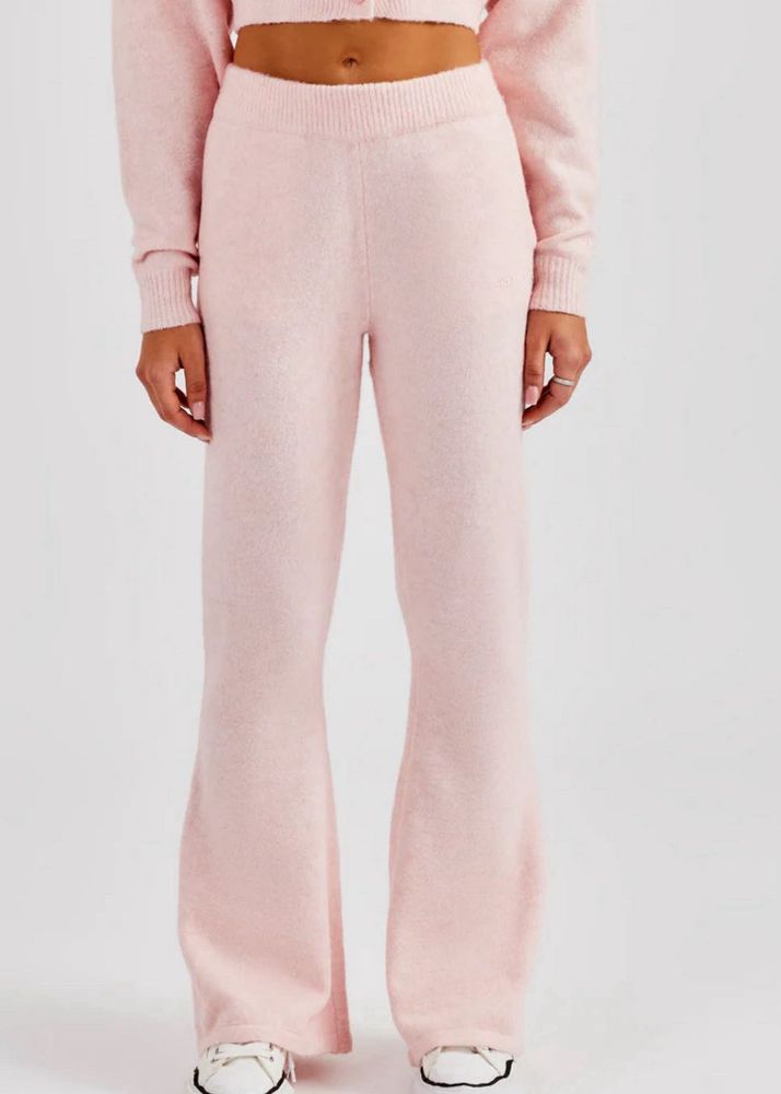 Pink Knit Flare Pants