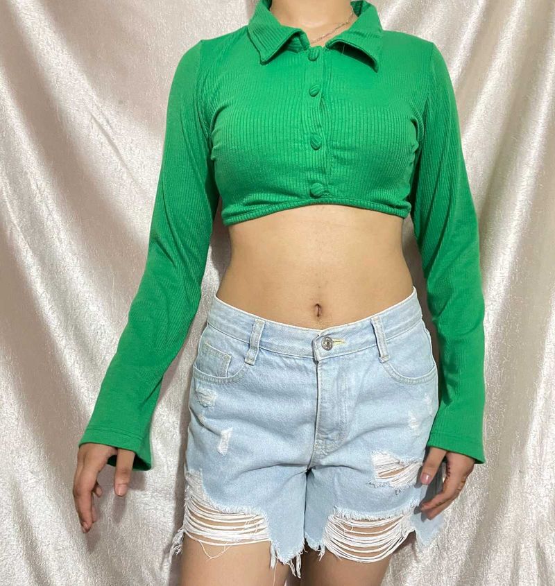 Green Crop Top
