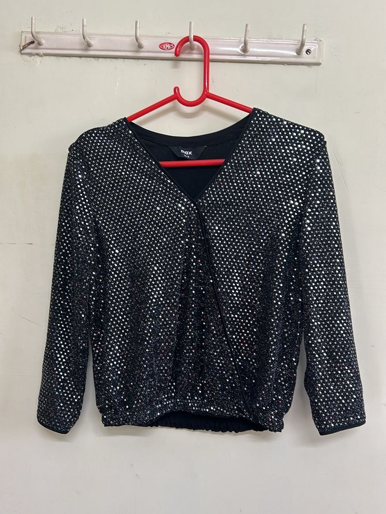 Max Shimmer Black Party Wear Top