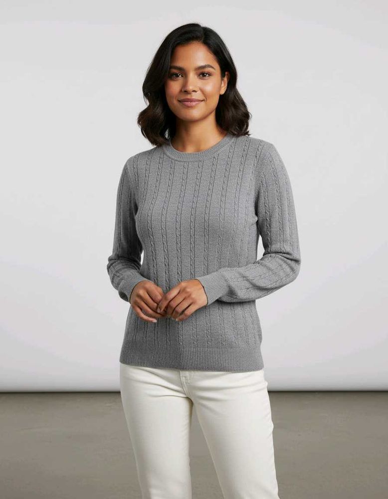 Gray Cable Knit Sweater