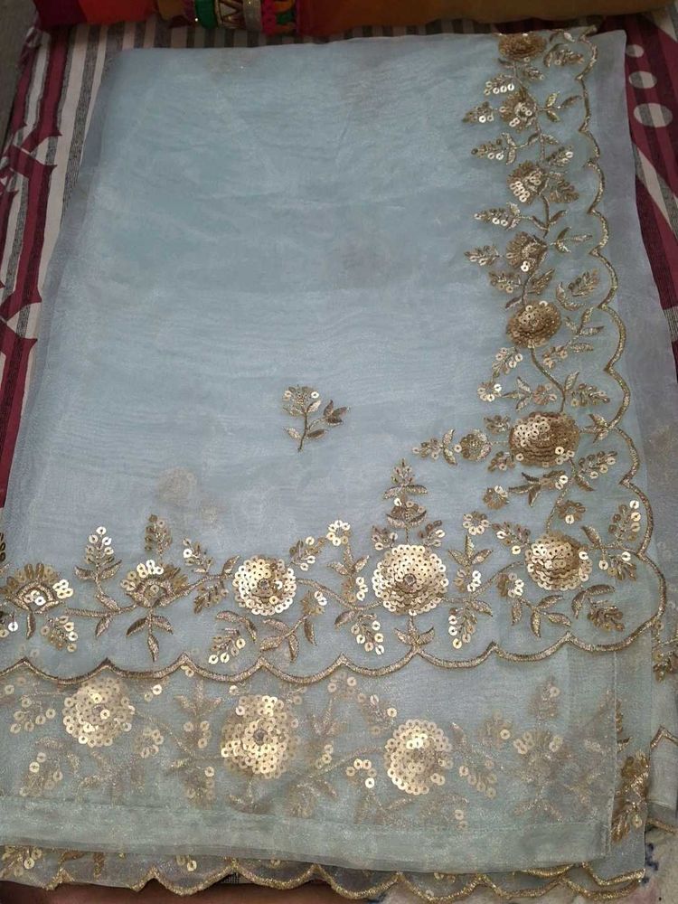 Light Blue Tissue Saree