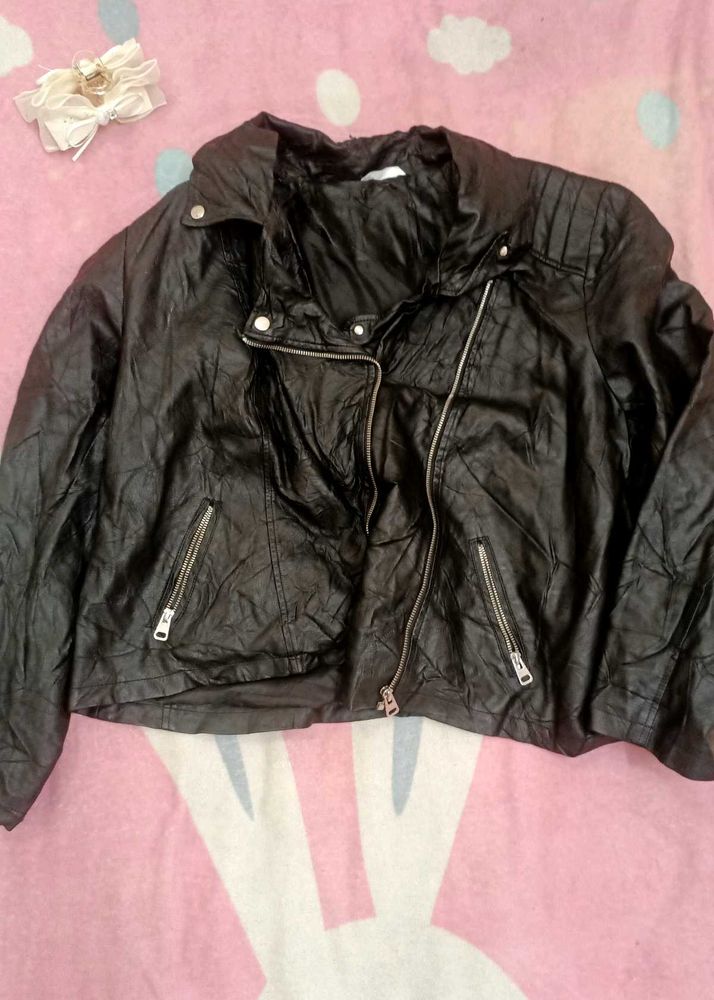 Black Faux Leather Moto Jacket