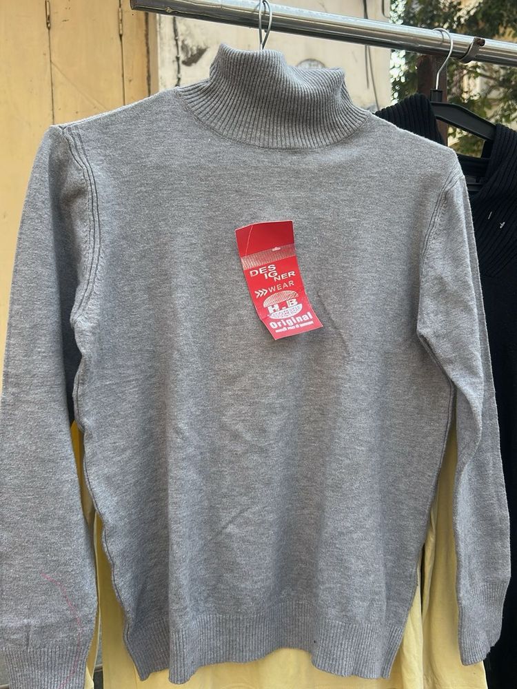 Gray Turtleneck Sweater