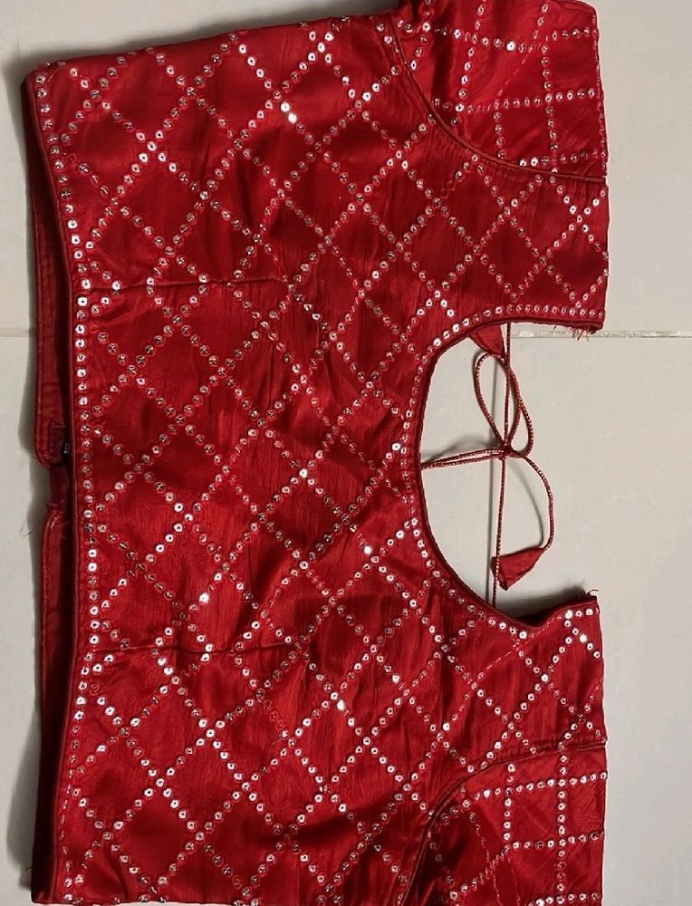 Red Embellished Blouse
