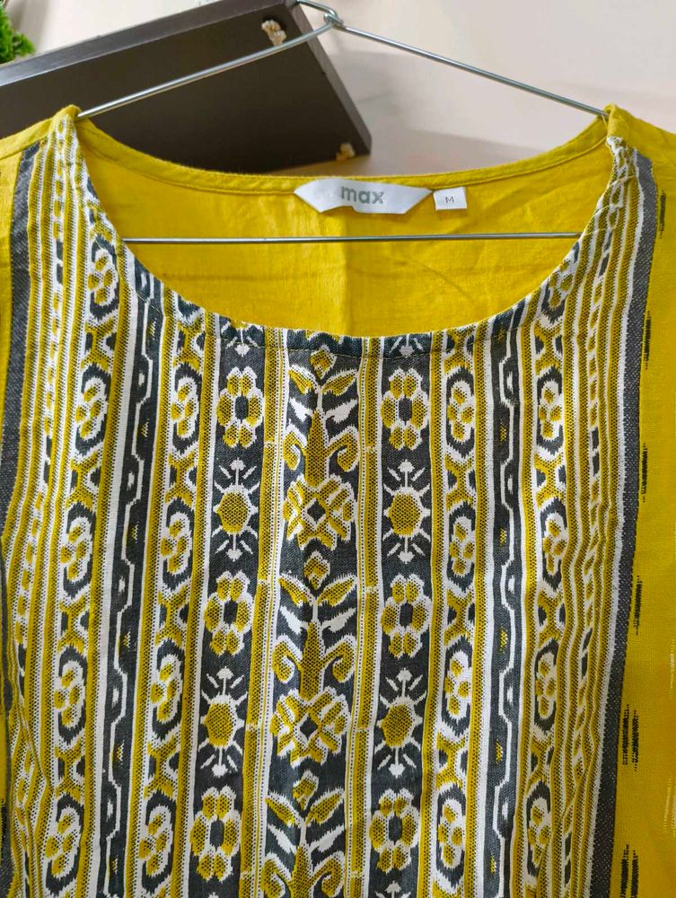 Yellow Printed Kurta
