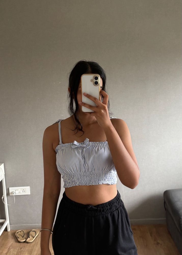 Striped Bow Crop Top