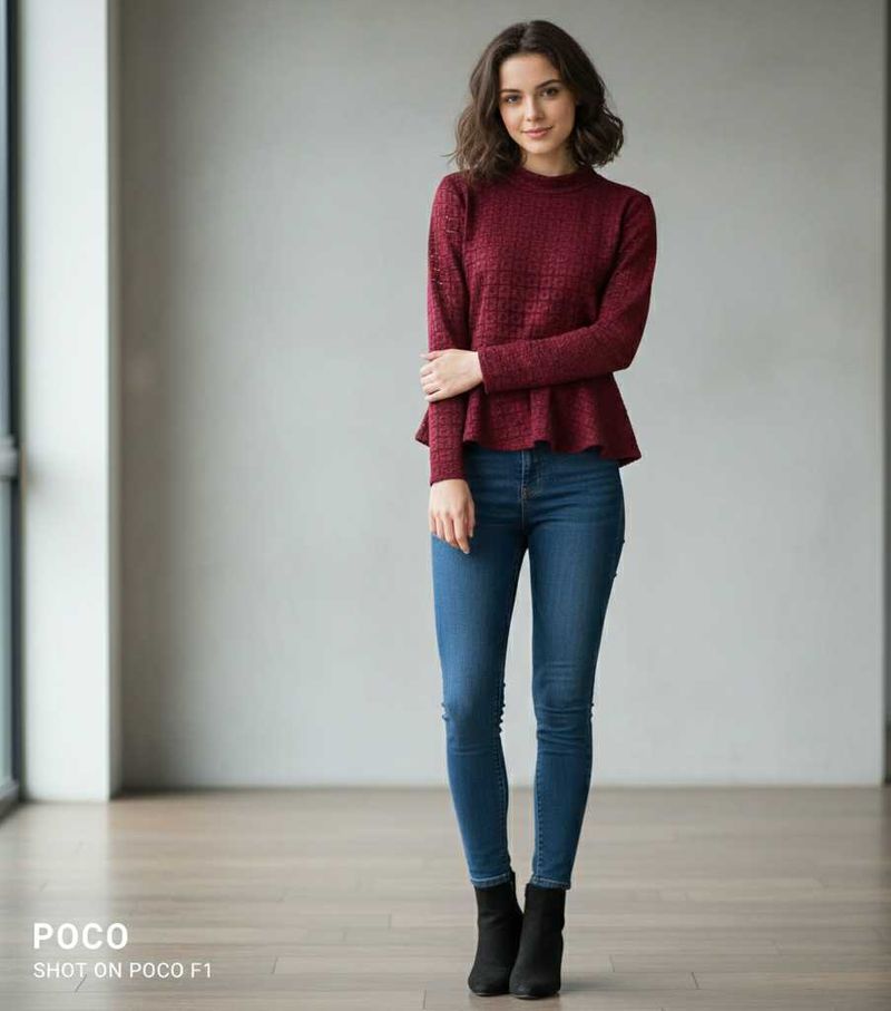 Burgundy Peplum Top
