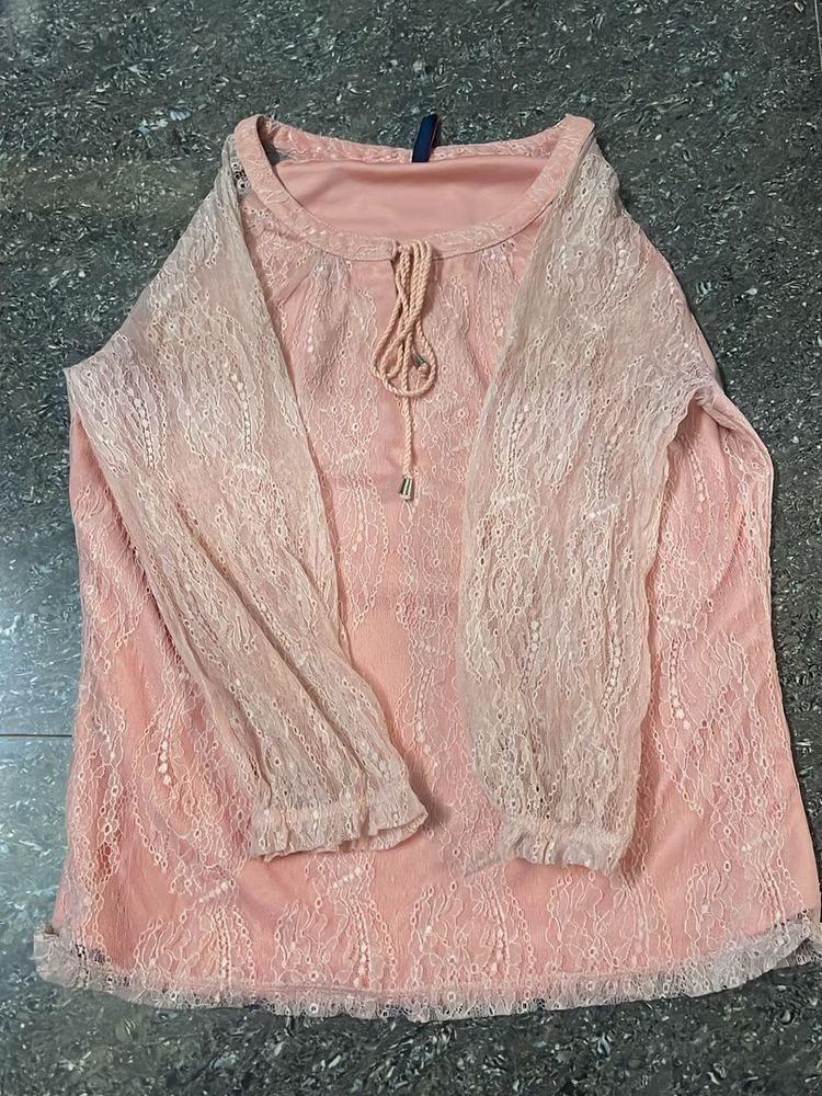 A Peach Colour Lace Top
