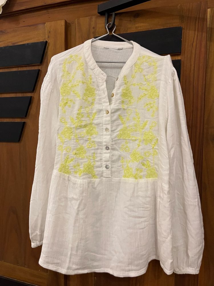 Embroidered White Tunic Top
