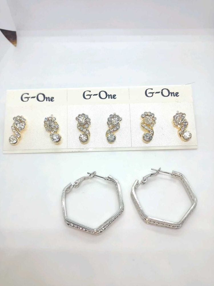 New 3 Pairs Studs N 1 Earring With Free POD BAGS