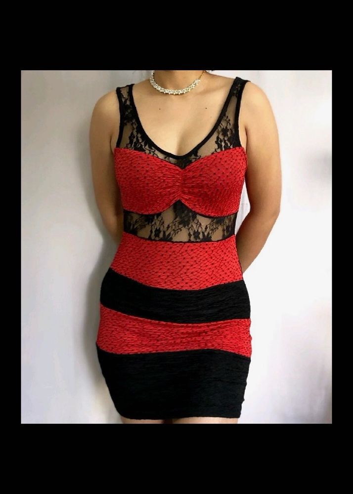 Red &amp; Black very stretchable bodycon Dres