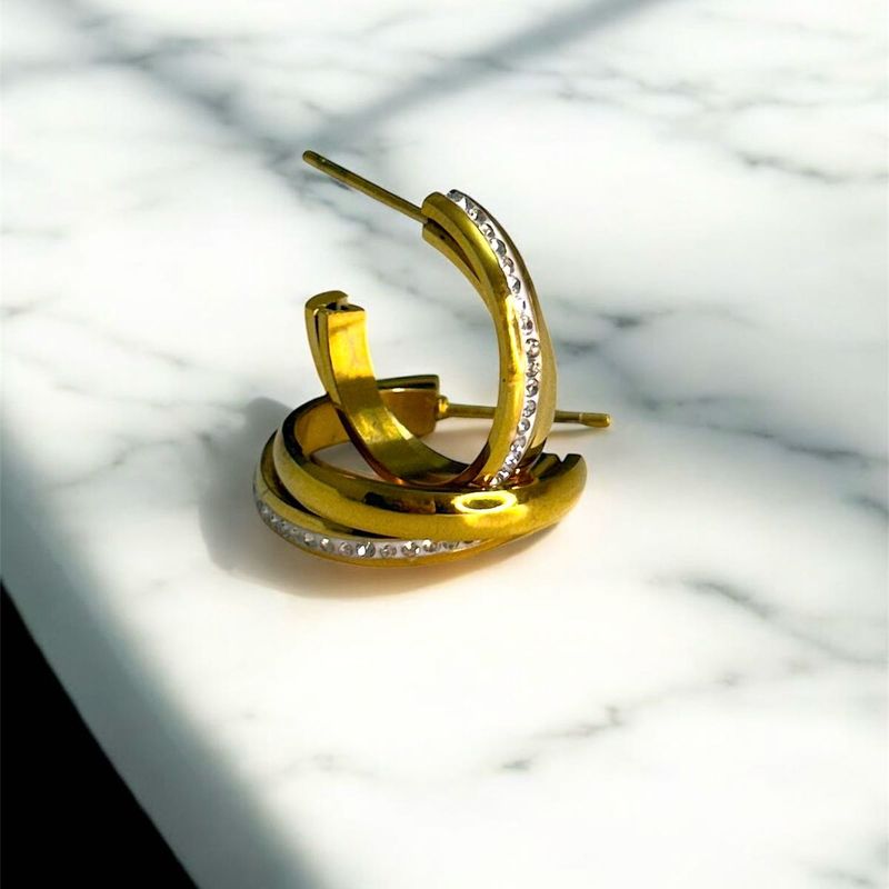 Double Hoop Crystal Earrings