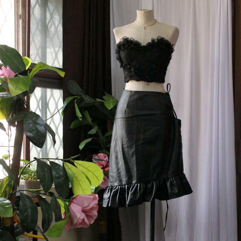 Faux Leather Asymmetrical Skirt
