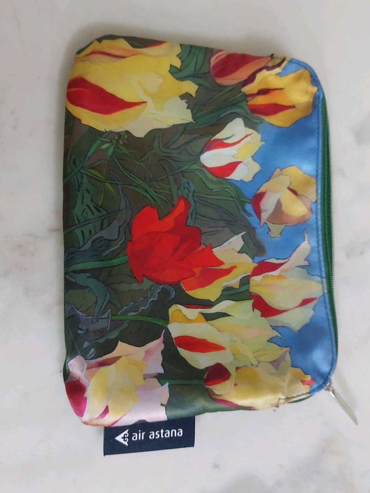 Air Astana Floral Print Pouch