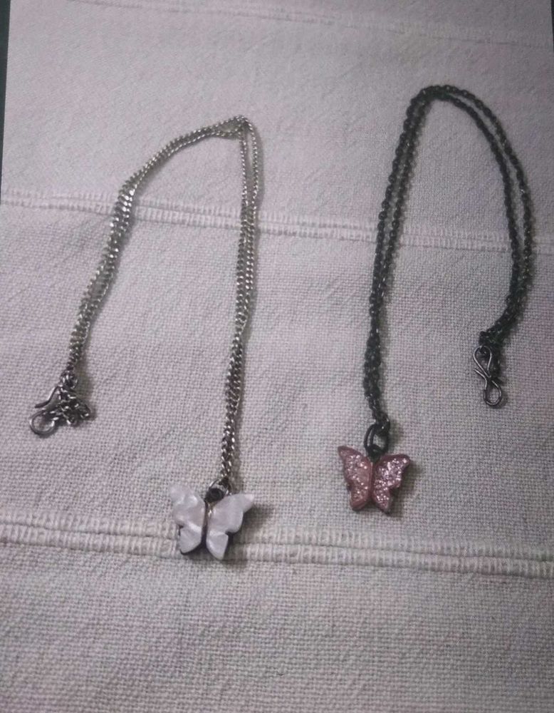 2 Butterfly Charm Necklaces