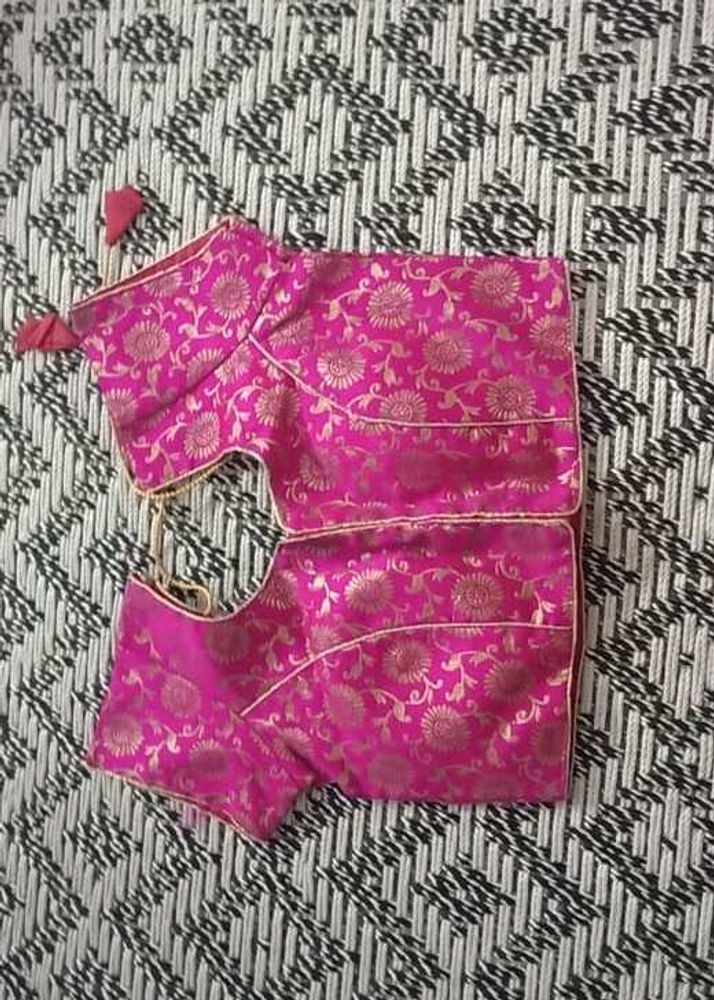 Pink Brocade Readymade Blouse