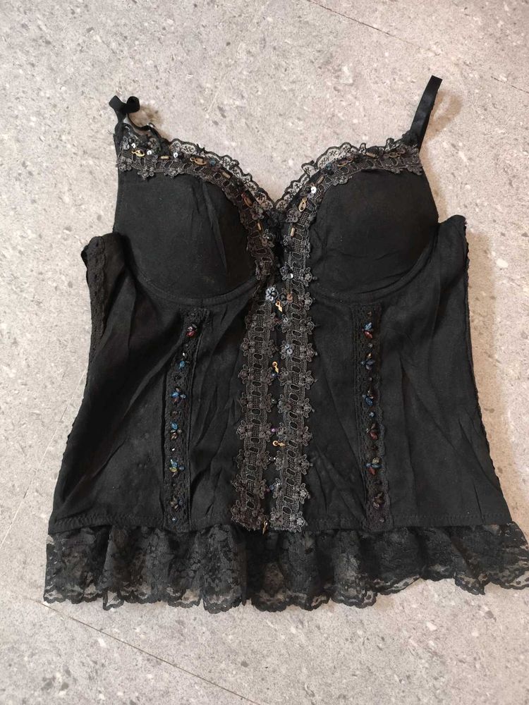 Lace Trim beaded detail Corset Top